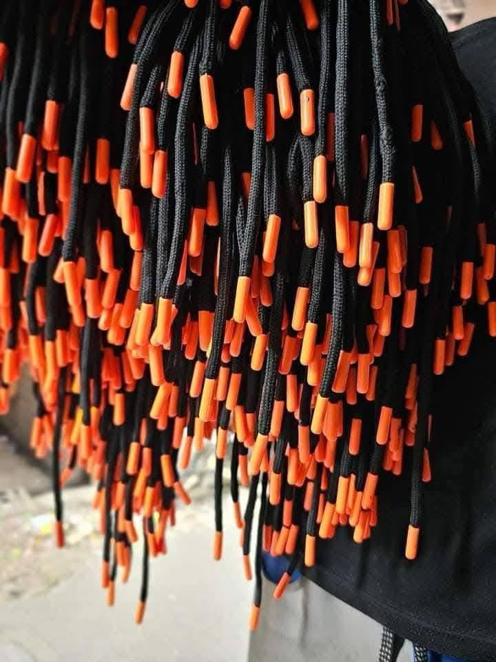 Cords finished with plastic tips